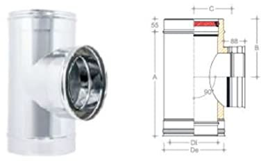 T.E.G. METALLI S.R.L. Canna Fumaria - Raccordo Braga a T 90° Doppia Parete Acciaio Inox Vari Diametri (200/250)
