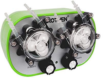 Grothen Pompe doseuse DC 12 V avec vitesse de rotation variable et grand débit Pompe péristaltique pour analyse de laboratoire d'aquarium à vide avec 2 têtes de pompe (tube de 1 x 3 mm)