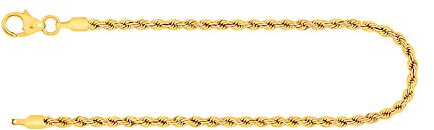 EDELIND Armband Damen Herren 333 375 585 750 Gold Bracelet Kordelkette hohl 2.1 mm 8 9 14 18K Gelbgold Armkette Goldarmband mit Schmuck Geschenkbox