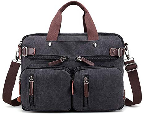 LANTIAN Laptop Bag Canvas 17 Laptop Backpack Male Shoulder Laptop Bag 14 15 15.6 17.3 Inch Female Stylish Large 3 in 1 Notebook Bag Black Gray