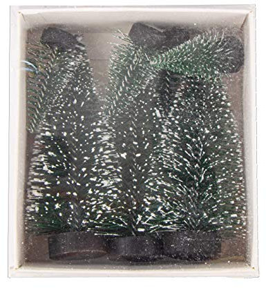 Rayher Tannenbäume Mini, beschneit, künstlich, mit Schneeeffekt, 7 Stück, 5 und 10 cm, Weihnachtsdekoration, kleine Christbäumchen, Deko-Bäumchen, 66075444