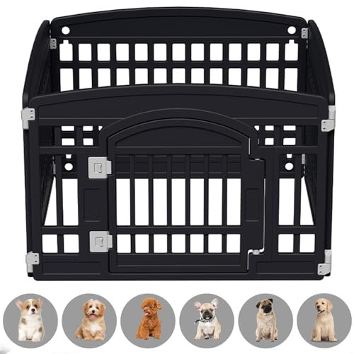 Gupamiga Welpenauslauf, Hundekäfig für Zuhause und Outdoor, Hundebox Kleine Hunde mit Tor, Fest und Glatt, Einfache Installation, Pet Playpen Faltbares, Nero (90 x 90 x 60.5 cm)