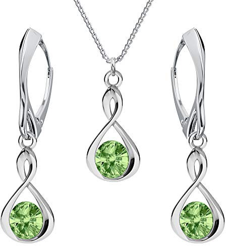 PANDA LUXURY JEWELLERY Schmuckset für Damen Unendlichkeit Ohrringe Silber 925 Hängend Kette mit Anhänger Schmuck Set für Sie mit Kristallen Infinity Halskette Mädchen Geschenk
