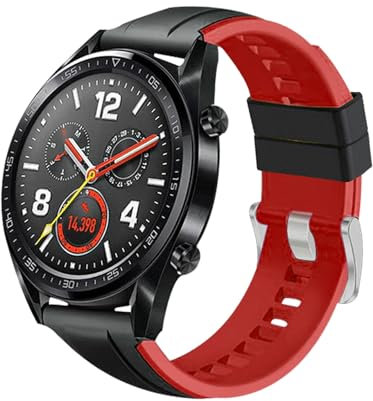 Coholl Correa Compatible con Huawei Watch GT2 46mm/Watch GT 46mm/Watch GT Active/Watch 2 Pro/Honor Watch Magic/Galaxy Watch 46mm/Gear S3/Gear 2,22mm Silicona Correa de Repuesto Pulsera,Rojo Negro
