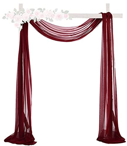 Perfect Flower Querbehang Freihanddeko aus Chiffon, Dekoschals Hochzeit Wohnzimmer Schlafzimmer Himmelbett,Hochzeiten Vorhang für Feierlichkeiten, Empfänge, Girlanden, Dekorationen
