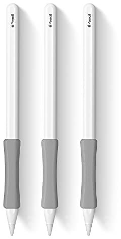 ELETIUO 3 Pack Ergonomic Silicone Grips Case for Apple Pencil - Compatible with Apple Pencil 2nd Gen, USB-C & Pro, Protective Cover Sleeve Holder to Prevent Scratches & Slipping,Grey