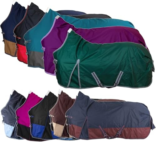 RL24 - Weidedecke High Neck Basicline 600D - Marine/Kastanie 85cm (Fleece) | Pferdedecke mit Polarfleece