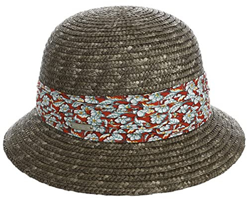 Seeberger Mariva Flower Bortenhut Strohhut Damenhut Sommerhut Sonnenhut Strohglocke (One Size - Oliv)
