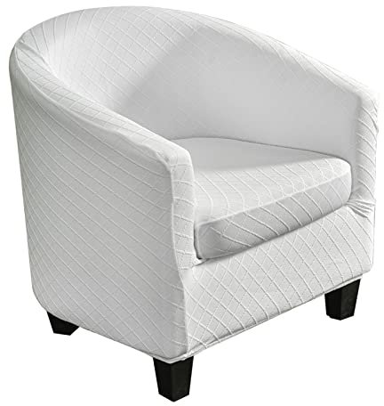 SHUOJIA Sesselbezug Stretch Sesselschoner Sesselüberwurf Stuhlhusse Clubsessel Husse Elastisch Sessel Bezug Waschbar Clubsesselhusse (White)