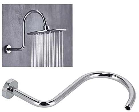 S Shape Shower Arm, Gooseneck Shower Arm Extension Solid Stainless Steel Fixed Shower Head Replacement Pipe Arm for Bathroom NPT Shower Head(Other)