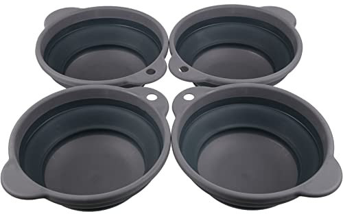 Regatta 4 Pack Lightweight Rubber Folding Bowls - Ebony Grey