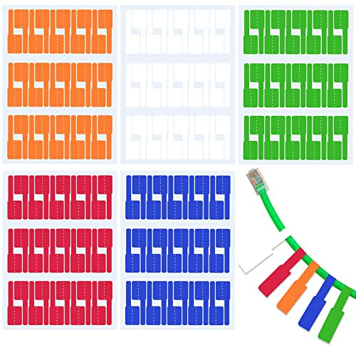 150 etichette autoadesive per cavi impermeabili, resistenti agli strappi, etichette per cavi e cavi di rete (5 colori)