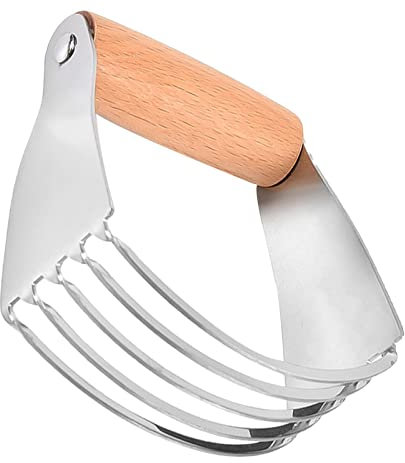 Stainless Steel Pastry Cutter Pastry Blender Wood Non Slip Handle Flour Beater Duty Dough Cutter for Pasta Pie Crust and Cake