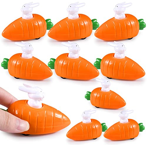 ZeYou 10 Stück Aufziehbare Hasen mit Karotte im Set, Aufziehspielzeug Hasen, Aufziehbare Osterhasen Set, Aufziehfiguren Hasen, für ostergeschenke Kinder, früherziehung