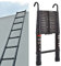 BRIEFNESS Extension Ladder 3.8M Telescopic Ladder Aluminum with Removable Hook for Multi Purpose Loft Attic 10.5FT Extendable Ladder 330lbs/150kg Heavy Duty EN131 Standard, Black