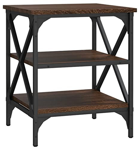 vidaXL Table d'Appoint, Table Basse avec Rangement, Bout de Canapé Salle de Séjour Salon, Industriel, Chêne Marron Bois d'Ingénierie
