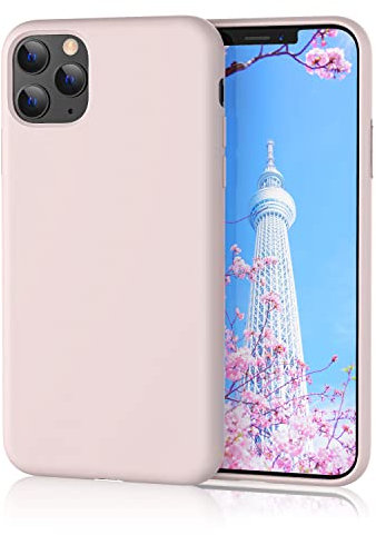 HiiVeet Silicone Case Compatible with iPhone 11 Pro Case 5.8 Inch, Soft Ultra Slim Protective Shockproof Liquid Silicone Phone Case with Anti-Scratch Microfiber Lining,Chalk Pink