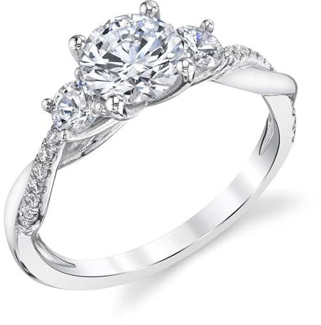 Molioaki 1.48 Karat (ctw) Verlobungsring Gold 9 Karat (375) Weißgold eheringe damen 3 Stein Verlobungsring Diamantring Brillantschliff 5A Zirkonia ring Verlobung Hochzeit Geschenk mit CZ-56