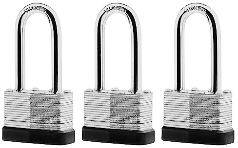 SafiSwords Lot de 3 cadenas à clés identiques en acier laminé, 4,5 cm de large, lot de cadenas robustes avec les mêmes clés