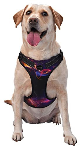 Hundegeschirr, Regenbogen-Herz-Druck, kein Ziehen, verstellbar, reflektierend, Haustier-Oxford-Weste, einfach anzuziehen