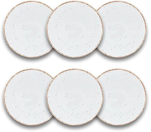 ARCA, Servizio di Piatti, Set di 6 Piatti Piani, Realizzati in Melamina, Set per la Tavola, Colore Bianco, Collezione Tierra, 28x2 cm