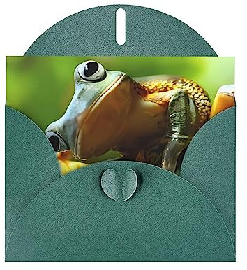 Grußkarte aus hochwertigem Perlpapier mit Frosch, 10,2 x 15,2 cm, für Geburtstagskarte, Party-Einladungen, Dunkelgrün