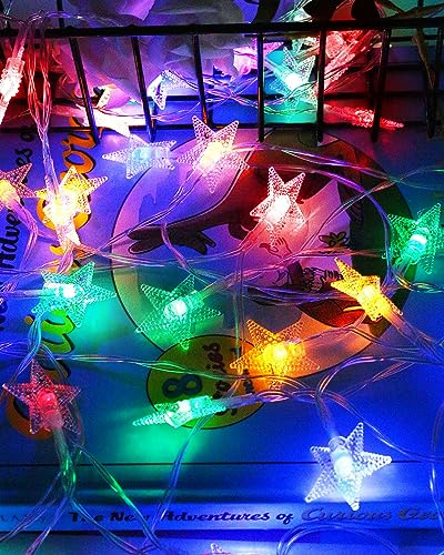 Battery Powered Star Fairy Lights, 6M 40 LED Multicolored Christmas Lights | String Lights for Bedroom, Xmas, Wedding, Birthday, Valentine, Party Indoor Outdoor Decoration