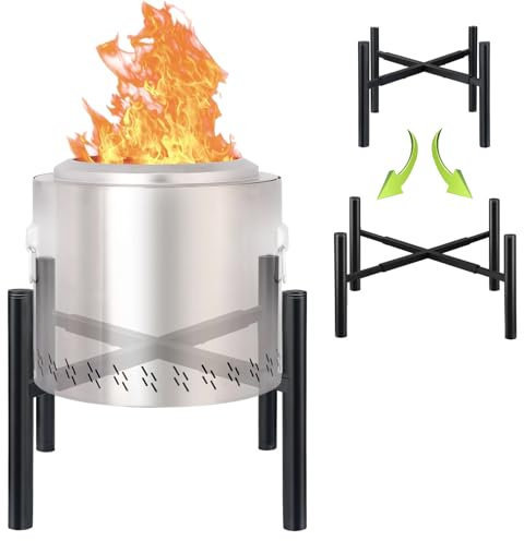 Triceratops Feuerstelle Ständer 38.1-68.6 cm Modern Edelstahl Feuerstelle Zubehör Silber Rund Kompatibel mit Metall Feuerstellen