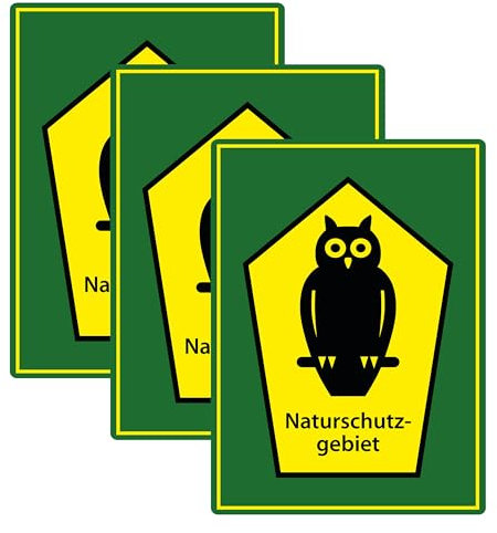 SL group - 3 Schilder Naturschutzgebiet in 20 x 30 cm aus extra stabiler PVC Kunststoff-Platte - Naturschutz Hinweisschild Kennzeichnung - Naturschutzschild mit Eule wetterfest mit UV-Schutz