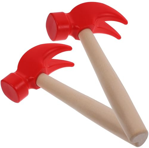 Vaguelly 2 Pièces Marteau Jouet pour Enfants Jouets pour bébés Outils Jouets pour Enfants Faux maillet Jouet Faux Marteau en Bois Petit Marteau Accessoires Tout-Petit Plastique