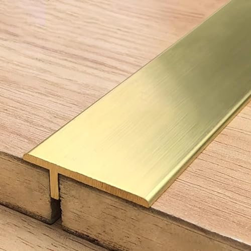 Barre de Seuil Bande de Transition de Seuil en Laiton Plate en Forme de T, Revêtement de Sol Couvrant L'équilibre de Jonction, Protecteur de Bord de Séparation pour Portes D'entrée, Décoration