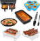 LTXDJ Silicone Air Fryer Liner, 8 PCS Air Fryer Accessories for Ninja Dual AF300UK AF400UK, Reusable Silicone Liner Dual Air Fryer Rack Tong Grill Tray Compatible with Oven Microwave (7 Pc)