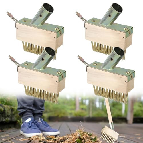 Fugenbürste Unkraut, Fugenbürste Garten 4 Stück, Unkrautbürste, Stahlborsten, Ersatzbürsten Fugenkratzer mit Metall Borsten und Schaber Gegen Unkraut Ohne Stiel, für Moos und Unkraut, Ersatzbürsten