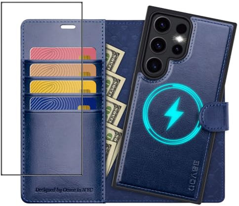 OCASE for Samsung Galaxy S24 Ultra Detachable Case, Magnetic Removable 2 in 1 Flip PU Leather Wallet Case with[Card Holder][Kickstand][RFID Blocking] Shockproof Phone Cover for Galaxy S24 Ultra, Blue