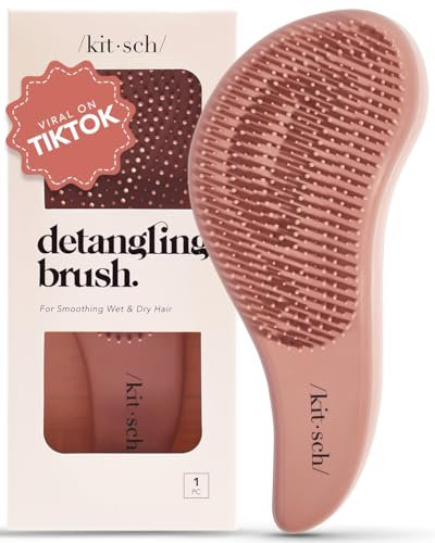 Kitsch Entwirrungsbürste – Sanfte lockige Haarbürste mit flexiblen Borsten für alle Haartypen – nass oder trocken | Entwirrende Haarbürsten für Damen & Herren, Erwachsene & Kinder – Terrakotta