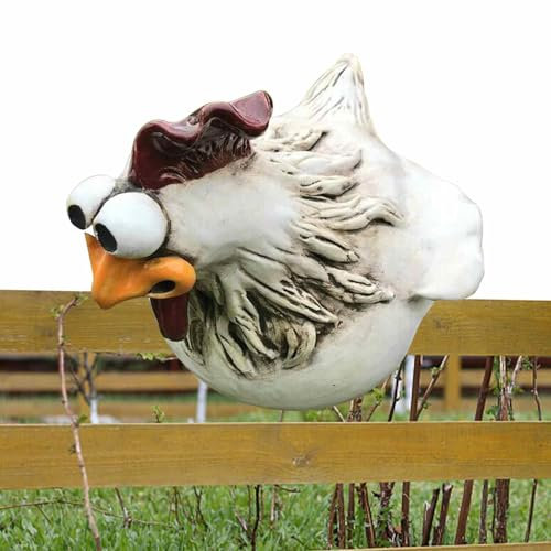 Huhn Deko Garten Kunstharz,Huhn Gartenstecker,Huhn Zaunhocker Figuren Huhn Wetterfest,Huhn Gartendeko,Deko Huhn Garten Huhn Gartendeko Zaun Gartendeko Für Draußen,Terrassen Und Balkondekorationen(B)