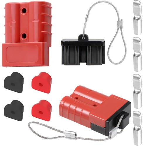 DAOKAI 50A Batterie-Schnelltrennstecker 12-36V 6-12 Gauge Kabelbaum Quick Connect Batterie Akku Steckverbinder Schnellanschluss Stecker für Auto, ATV, Hebebühnen, Motoren, Anhänger, Rot-2PCS