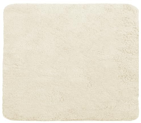 Brandsseller Badezimmerteppich 50x50 cm Badvorleger Badematte Badteppich quadratisch Chenille rutschfest saugstark maschinenwaschbar - Beige