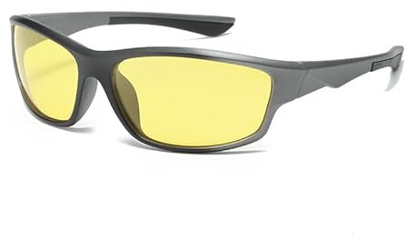 Long Keeper Nachtsichtbrille Polarisierende zum Autofahren Herren Damen Gelb zum Laufen, Radfahren, Angeln, Fahren Sportbrille (SandSchwarzBeineGelbObjektiv)