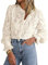 Women's Dressy Casual Lace Blouse, Long Sleeve Lace Blouses for Women,Long Sleeve Button Up Shirts Tops,Women's Lace Long Sleeve Tops,Dressy Casual Button Down Shirts (Apricot,M)