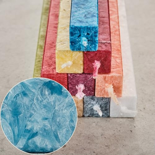 AMABIENTE classic - Eckige Stabkerze | einzigartige Form | 40 cm Höhe - 12 Stunden Brenndauer | 2 Stück | präzise Handarbeit | rußfreies Abbrennen & ruhiges Flammenspiel (Aqua)