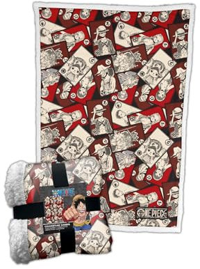 Hômadict Sherpa-Decke One Piece – 100 x 150 cm – Fleecedecke weich & warm – Team Luffy – hohe & Bequeme Qualität – offizielles Lizenzprodukt