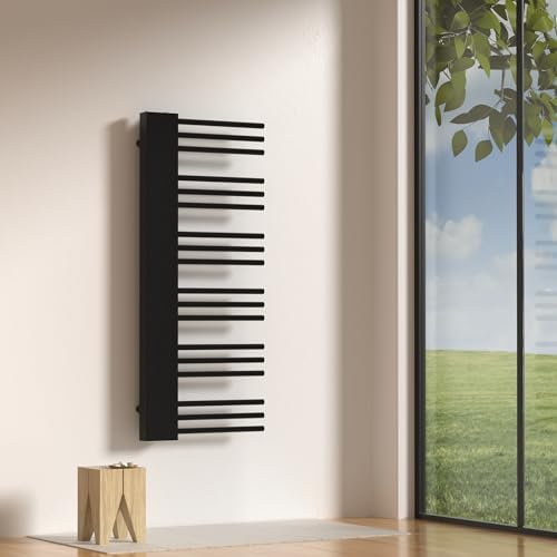 [neu.haus] Radiador Kviteseid Toallero de Pared Calentador de Toallas para Baño con 18 Tubos Modo Agua Caliente Diseño Elegante Moderno 470 W ISO 9001 Acero 120x50 cm - Negro