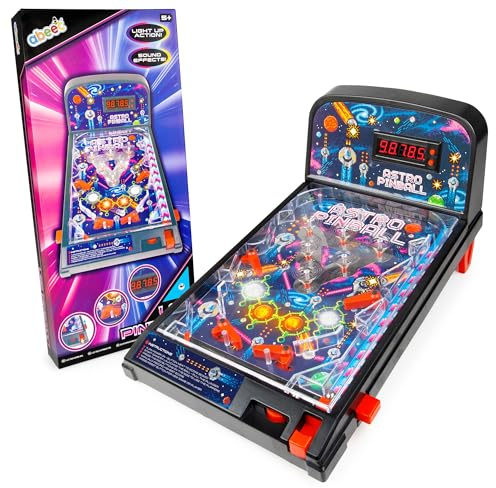 abeec LED Table Top Pinball Machine – Electronic Arcade Game with Lights and Sound Effects – Mini Pinball Machine with Digital Scoreboard – Fun Retro Gift for Boys and Girls Age 5 Plus