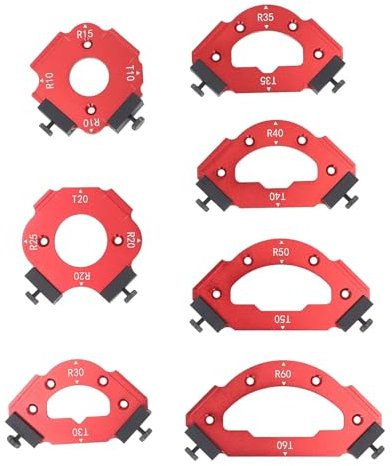 Gabarits de Routeur de Gabarit de Rayon, 7 Pièces, Gabarit de Fraisage de Rayon d'angle en Alliage D'aluminium, Gabarit de Positionnement d'angle d'arc, R10-R60
