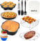 Air Fryer Accessories Set of 10, Square Air Fryer Accessories for COSORI 5.8QT 6.8QT, Instant Vortex Plus 6QT & Other 5.8 to 8QT Air Fryers with Cake Pizza Pan, Rack Skewer, Egg Bite Mold, Paper Liner