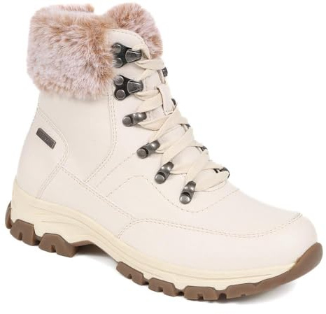 Wide Fit Water Resistant Weather Boots - Off White Size 4