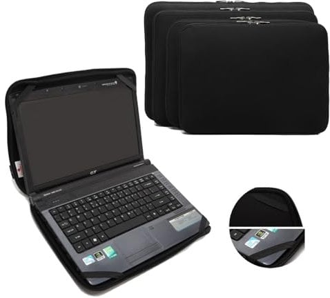 Housse de protection rembourrée souple pour ordinateur portable de 15,6, compatible avec Apple MacBook, Acer, Asus, Amazon, HP, Microsoft, Notebook, Chromebook, Ultrabook (15,6) Noir