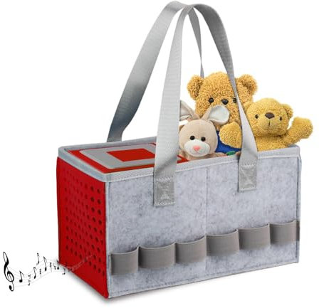 HUIBOHOU Carrying Case for Toniebox Starter Set and Accessories, Felt Organizer Bag for Toniebox Audio Player and Figurine,Travel Carrying Bag with Handle for Toniebox & Accessories. (Red)