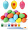 Festicy Bunte Ostereier Plastik zum Aufhängen I 24 Stück I Osterdeko für Draußen und Innen I 6 Farben I Osterschmuck Outdoor Wetterfest & Robust I Ostern Deko I inkl. Acrylfarben